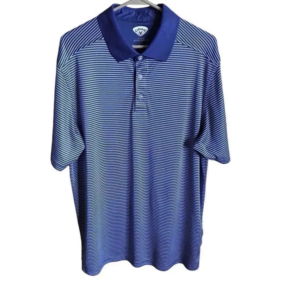 Callaway golf polo men’s Size XL blue striped short sleeve athletic